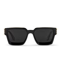 Luxury Black Square Sunglasses with Gold Detail