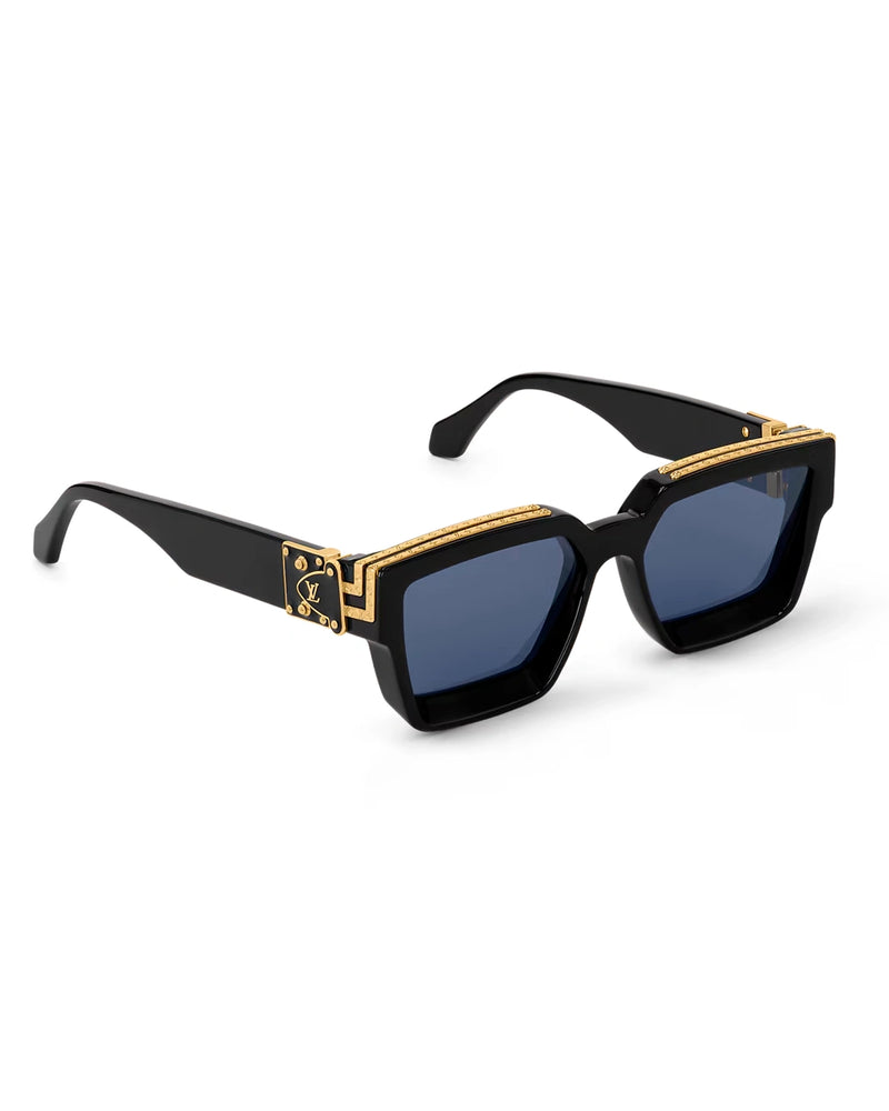 Luxury Black Square Sunglasses with Gold Detail