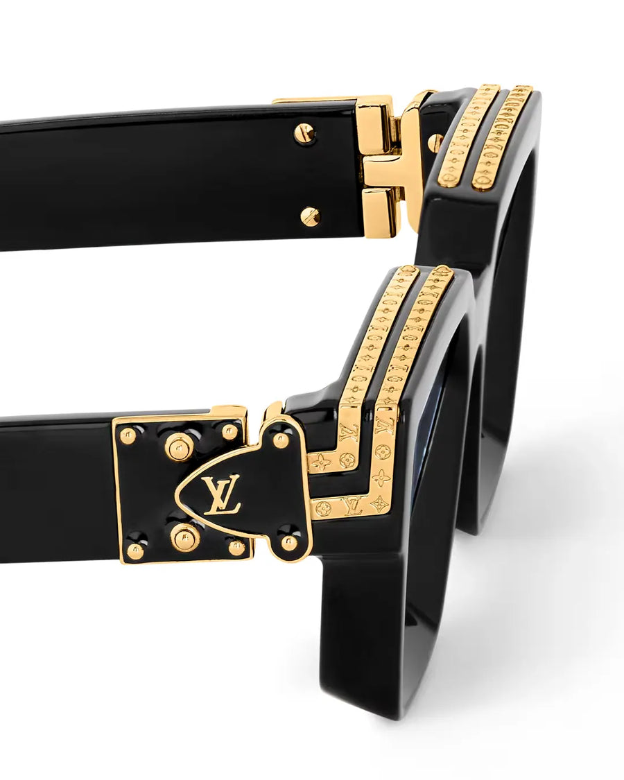 Luxury Black Square Sunglasses with Gold Detail - Desire by Bharat Ahuja