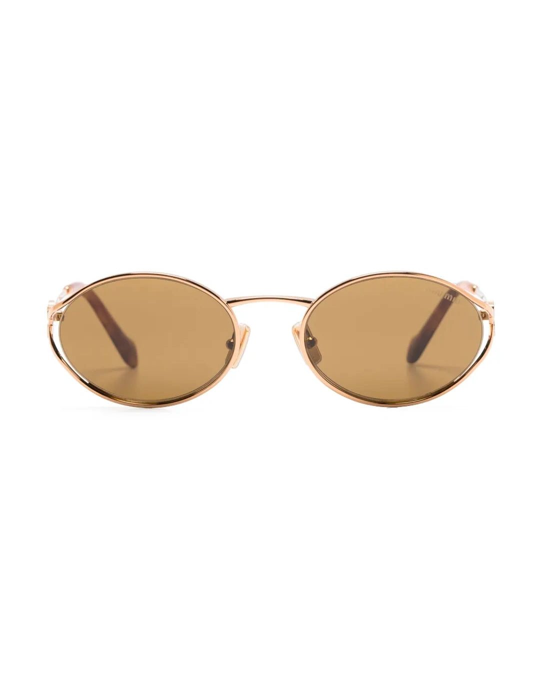 Gold Oval Sunglasses with Brown Lenses