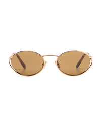 Gold Oval Sunglasses with Brown Lenses