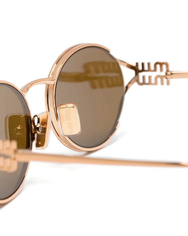 Gold Oval Sunglasses with Brown Lenses