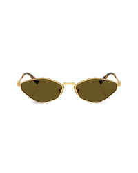 Gold Geometric Sunglasses with Brown Lenses