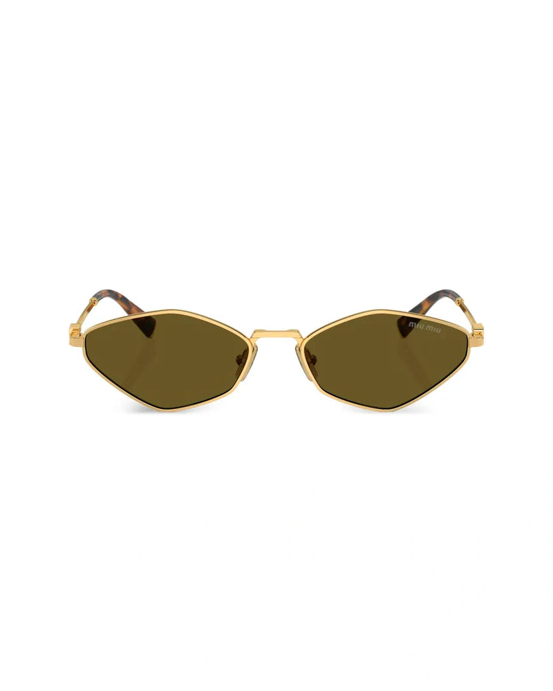 Gold Geometric Sunglasses with Brown Lenses