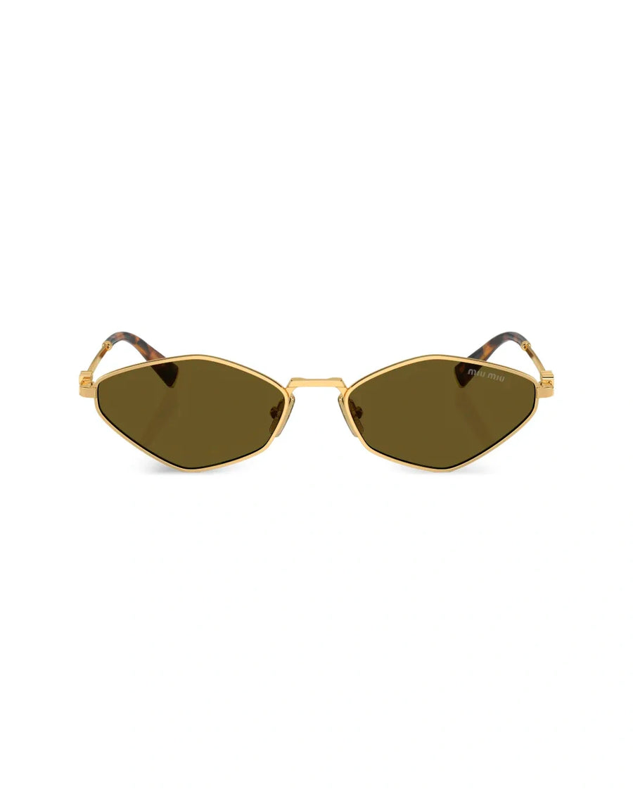 Gold Geometric Sunglasses with Brown Lenses - Desire by Bharat Ahuja