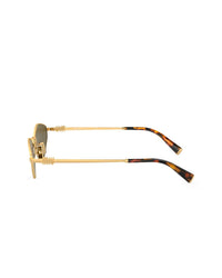 Gold Geometric Sunglasses with Brown Lenses