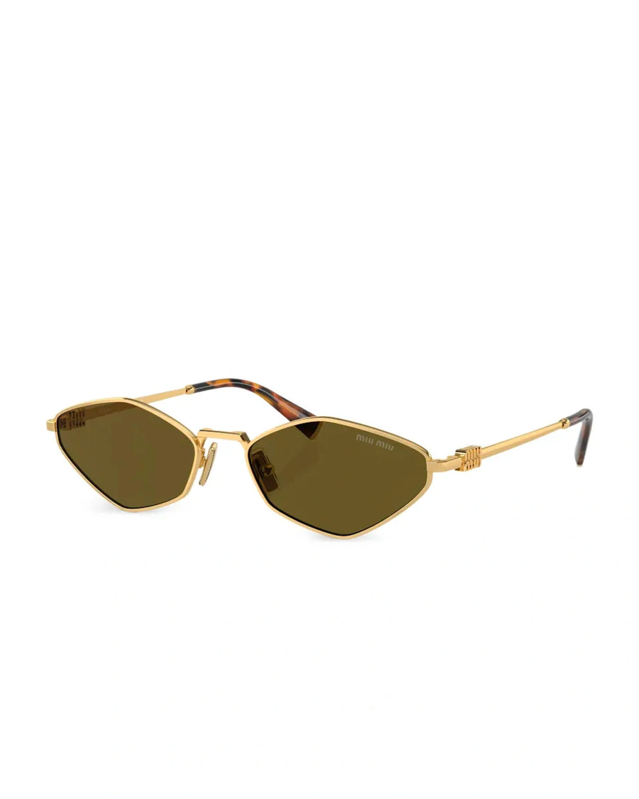 Gold Geometric Sunglasses with Brown Lenses - Desire by Bharat Ahuja