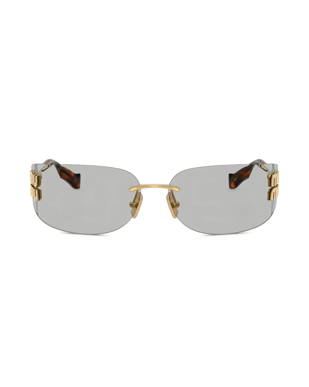 Rimless Shield Sunglasses with Gold Detail