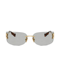 Rimless Shield Sunglasses with Gold Detail