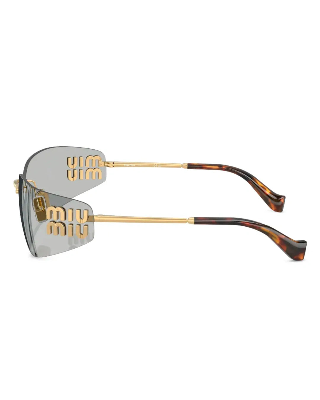 Rimless Shield Sunglasses with Gold Detail