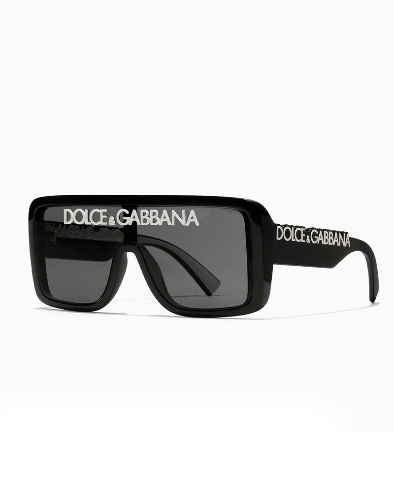 Logo Shield Sunglasses – Black & Smoke