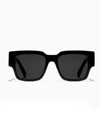 Oversized Square Sunglasses – Glossy Black & Smoke