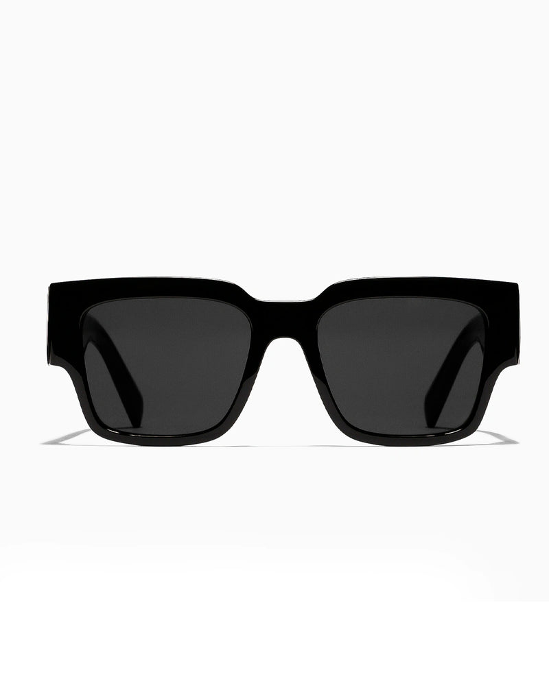 Oversized Square Sunglasses – Glossy Black & Smoke