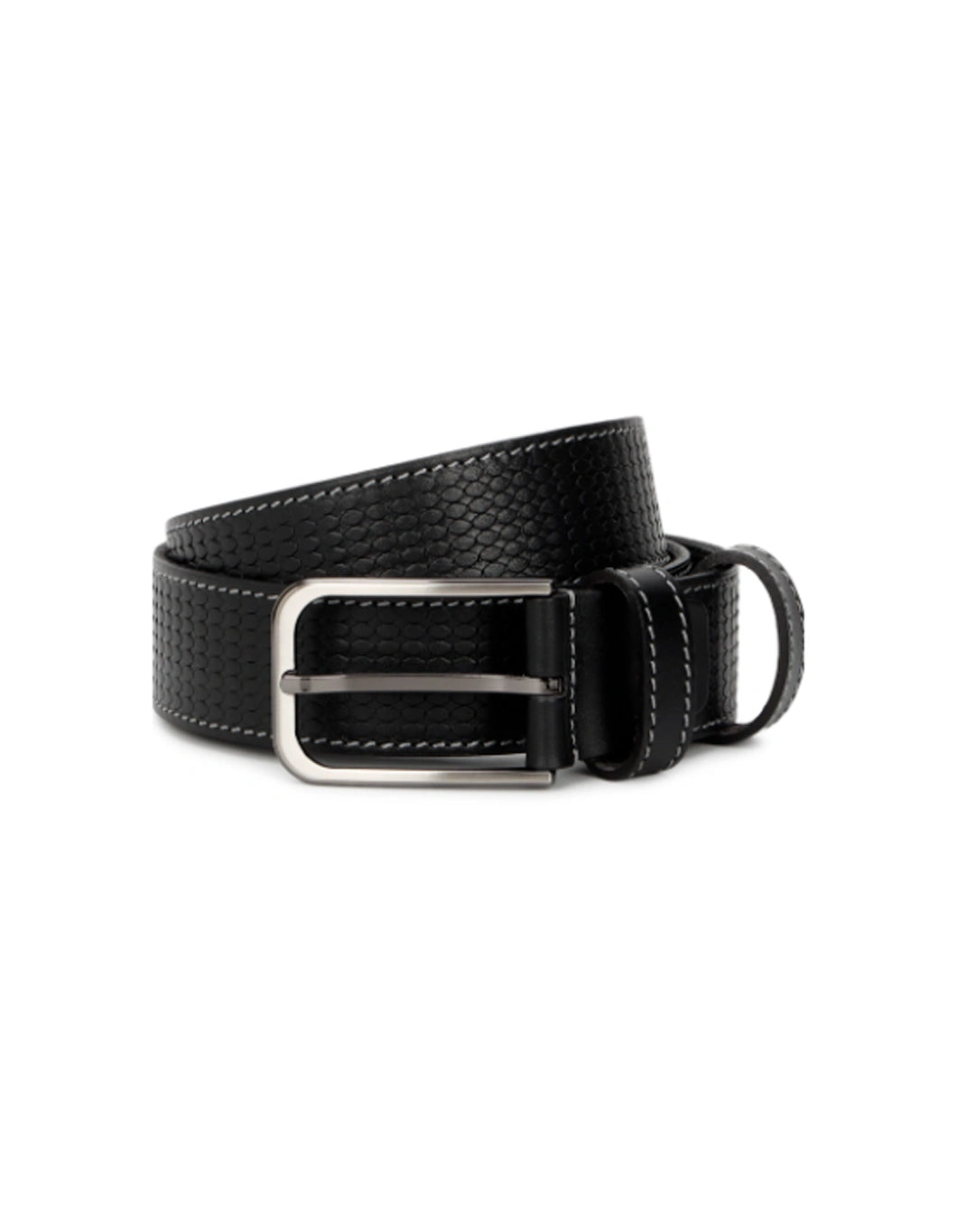 Textured Leather Belt – Black
