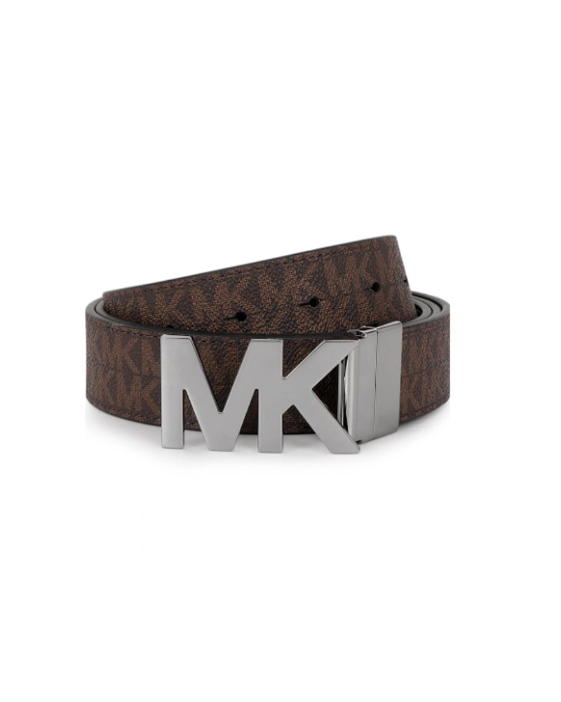 MK Logo Buckle Belt – Brown Textured
