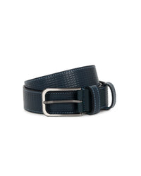 Textured Buckle Belt – Navy Blue