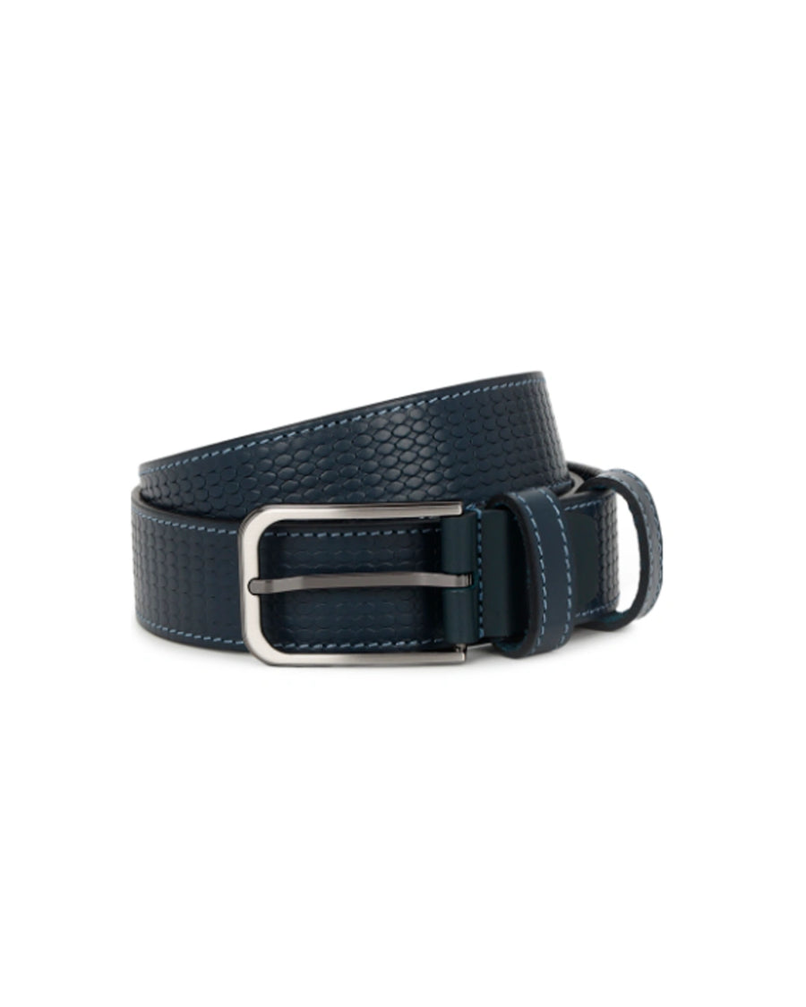 Textured Buckle Belt – Navy Blue - Desire by Bharat Ahuja