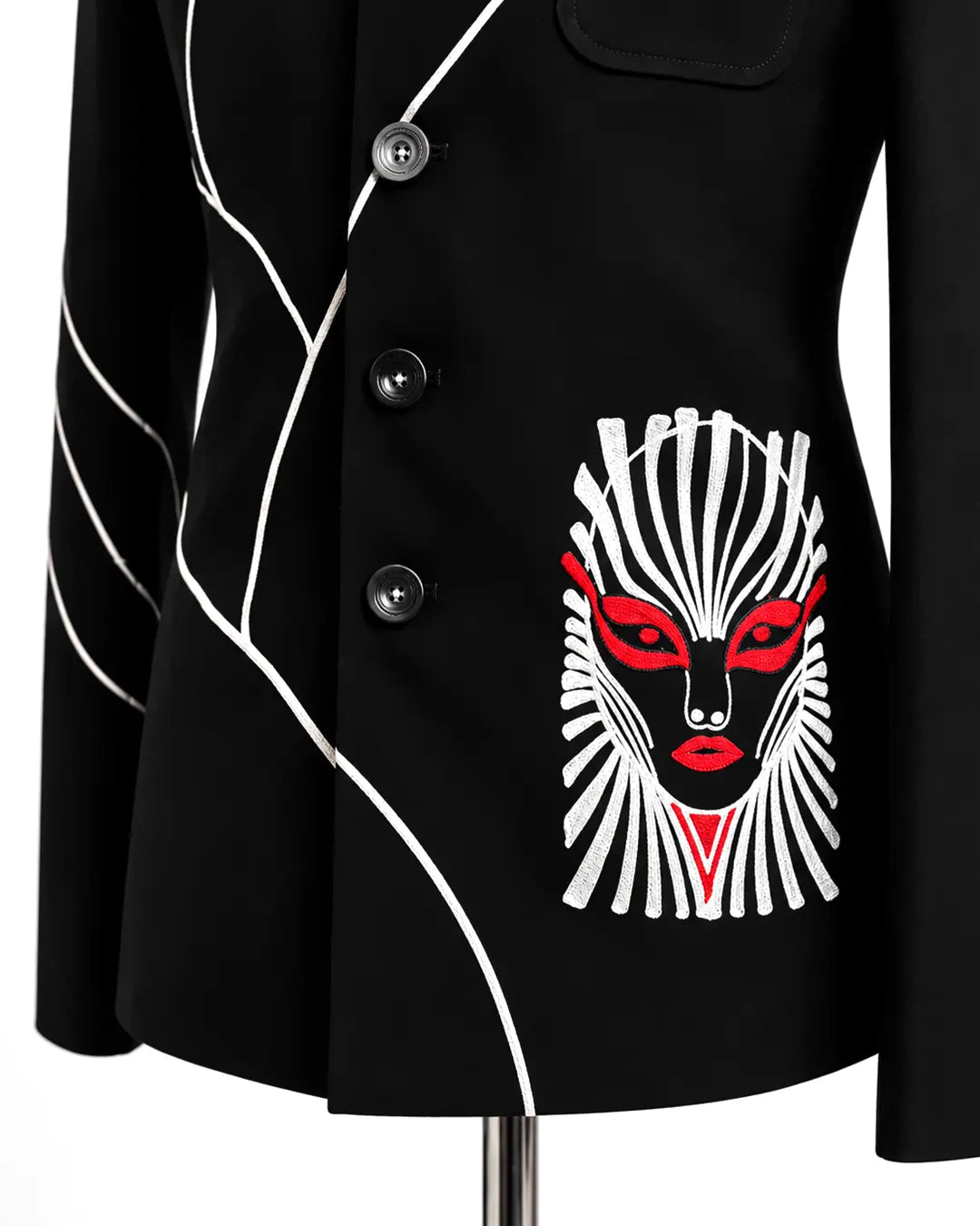 Black Artistic Embroidered Blazer