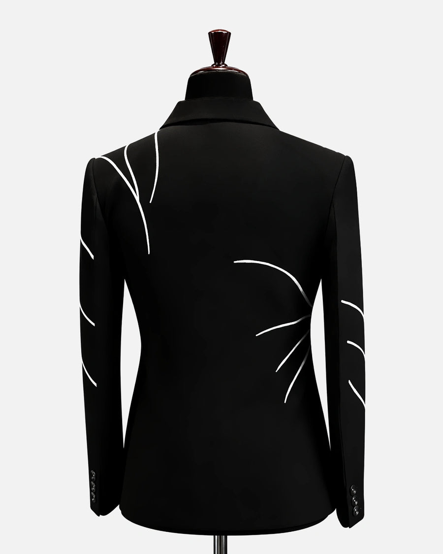 Black Artistic Embroidered Blazer - Desire by Bharat Ahuja