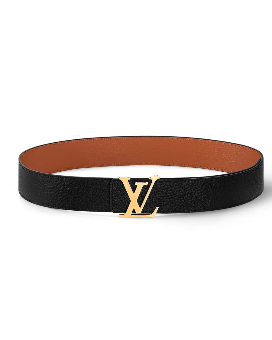 LV Black Leather Belt – Gold Logo Buckle - Desire by Bharat Ahuja