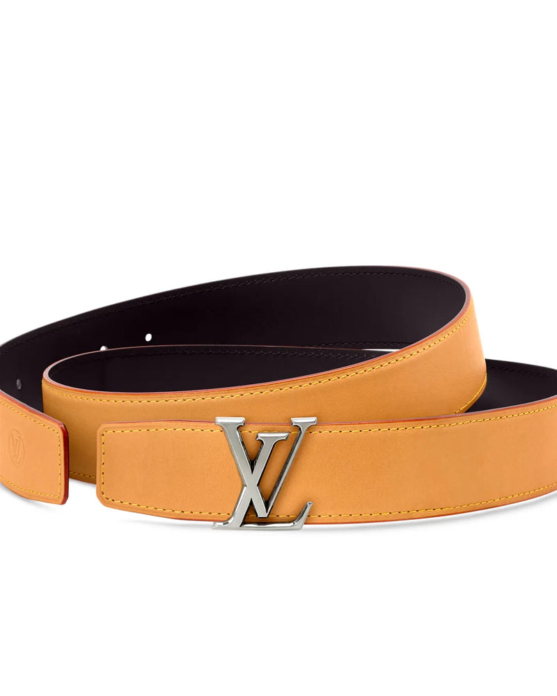 LV Leather Belt – Tan & Silver