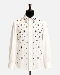 Ivory Star Embellished Designer Shirt
