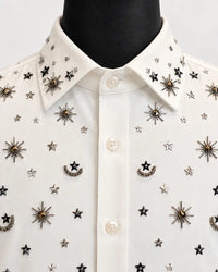 Ivory Star Embellished Designer Shirt