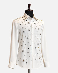 Ivory Star Embellished Designer Shirt