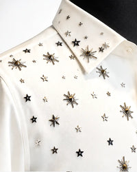 Ivory Star Embellished Designer Shirt