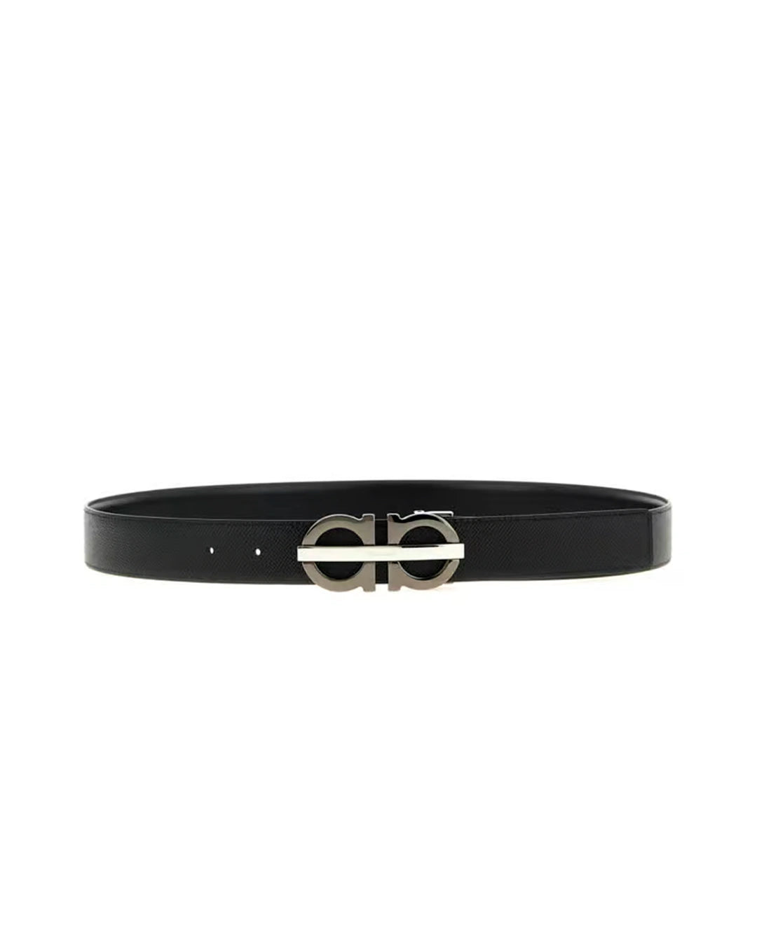 Ferragamo Gancini Leather Belt – Black & Silver