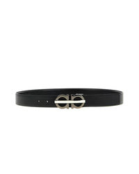 Ferragamo Gancini Leather Belt – Black & Silver