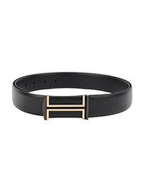 Tommy Hilfiger Textured H Buckle Belt – Black & Gold