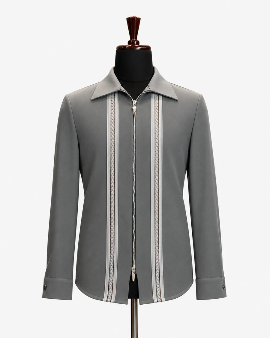 Grey Braided Designer Shacket - Desire by Bharat Ahuja