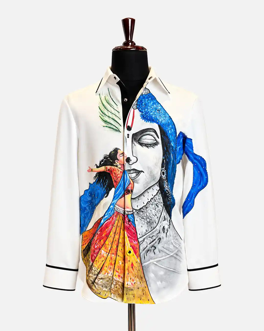 Ivory Artistic Divine Motif Designer Shirt - Desire by Bharat Ahuja