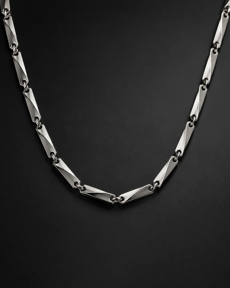 Silver Geometric Link Chain