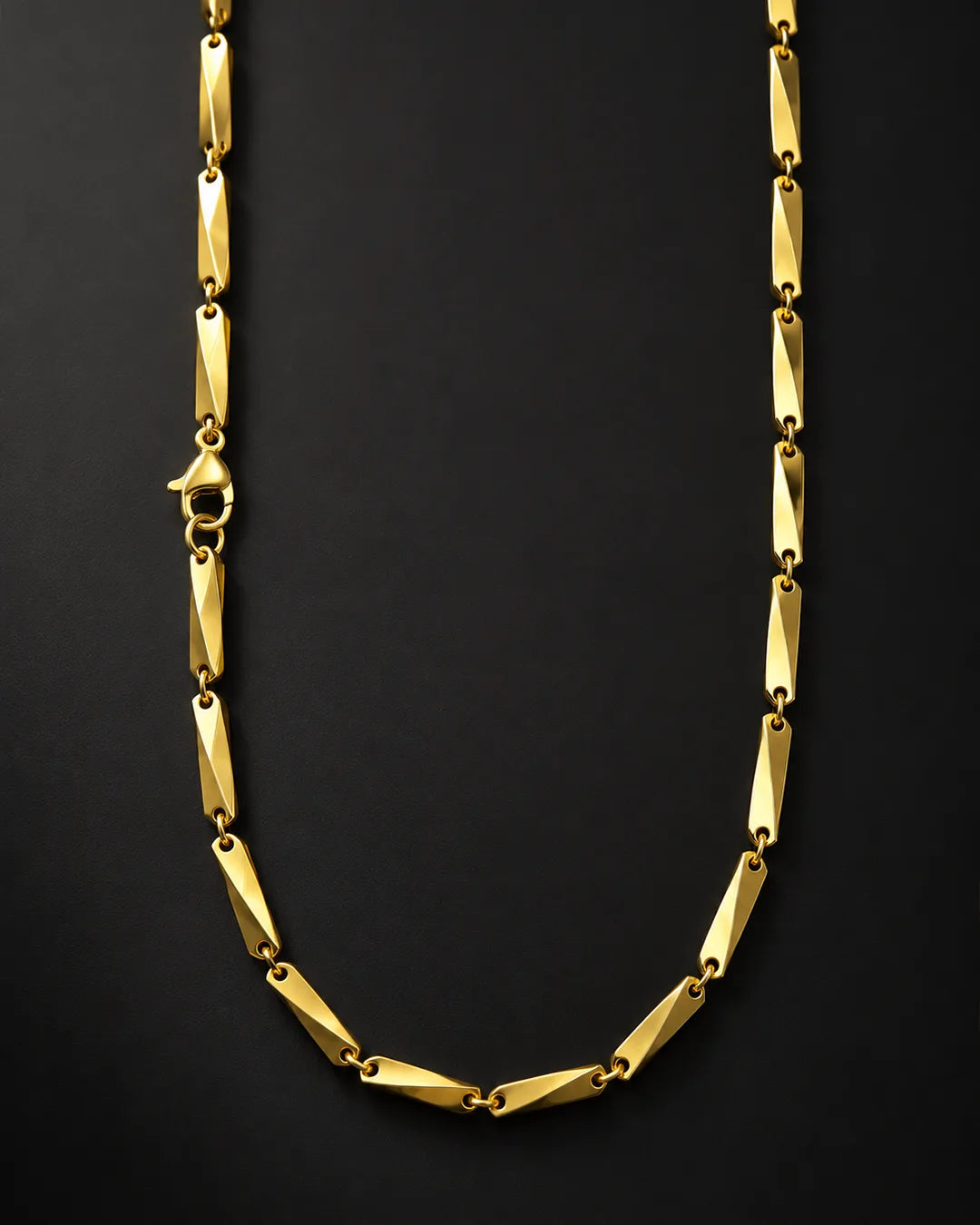 Gold Faceted Bar Link Chain