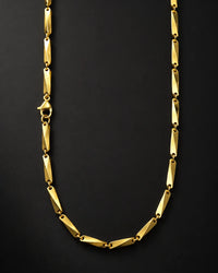 Gold Faceted Bar Link Chain