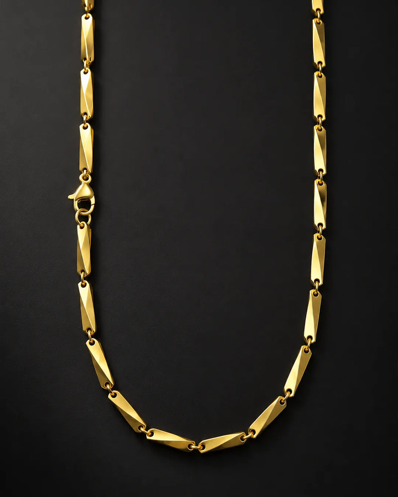 Gold Faceted Bar Link Chain