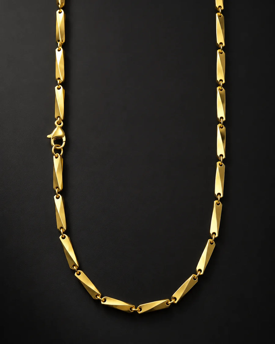 Gold Faceted Bar Link Chain - Desire by Bharat Ahuja
