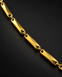 Gold Faceted Bar Link Chain