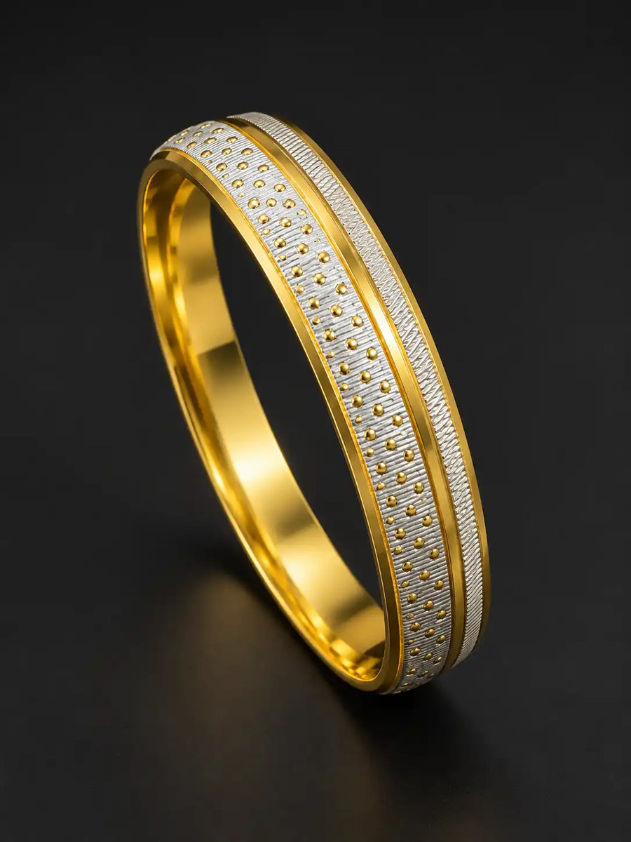 Dual Tone Textured Bangle Bracelet - Desire by Bharat Ahuja
