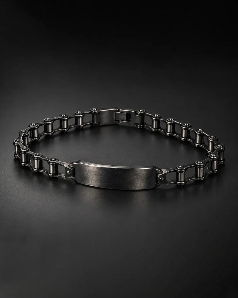 Black Bike Chain ID Bracelet