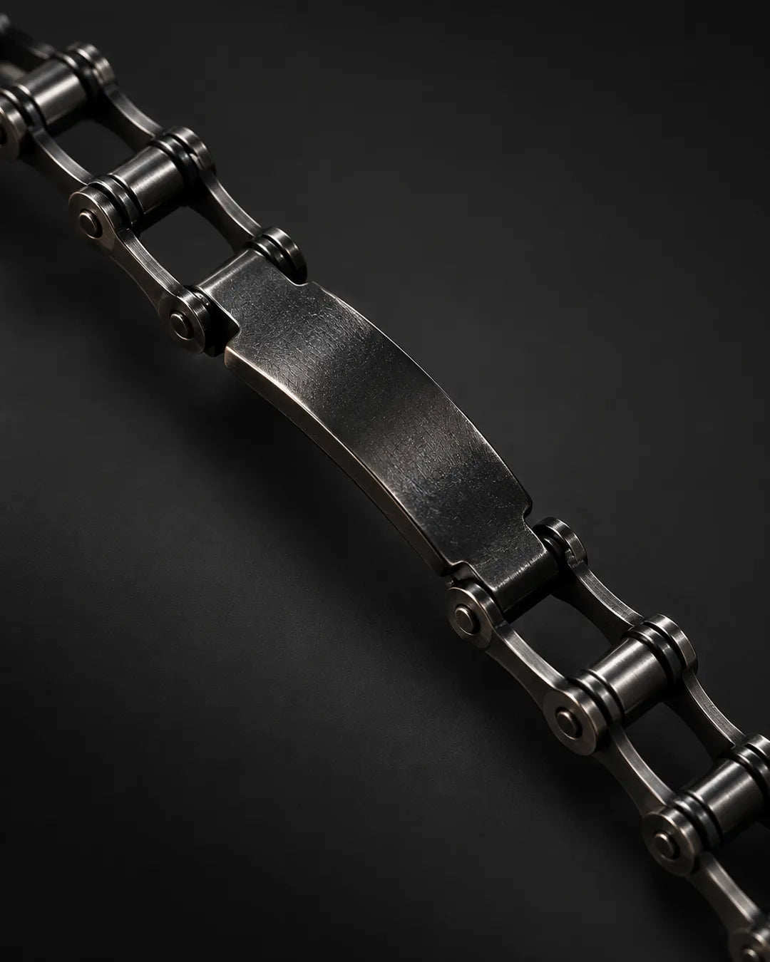 Black Bike Chain ID Bracelet