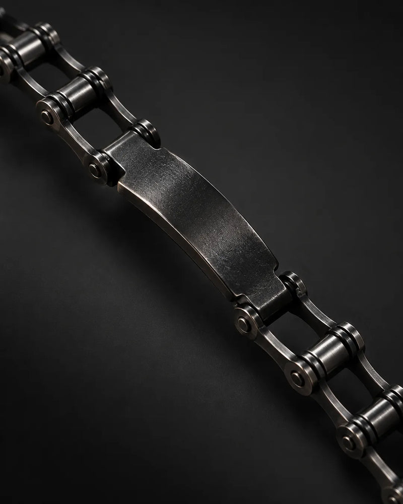 Black Bike Chain ID Bracelet