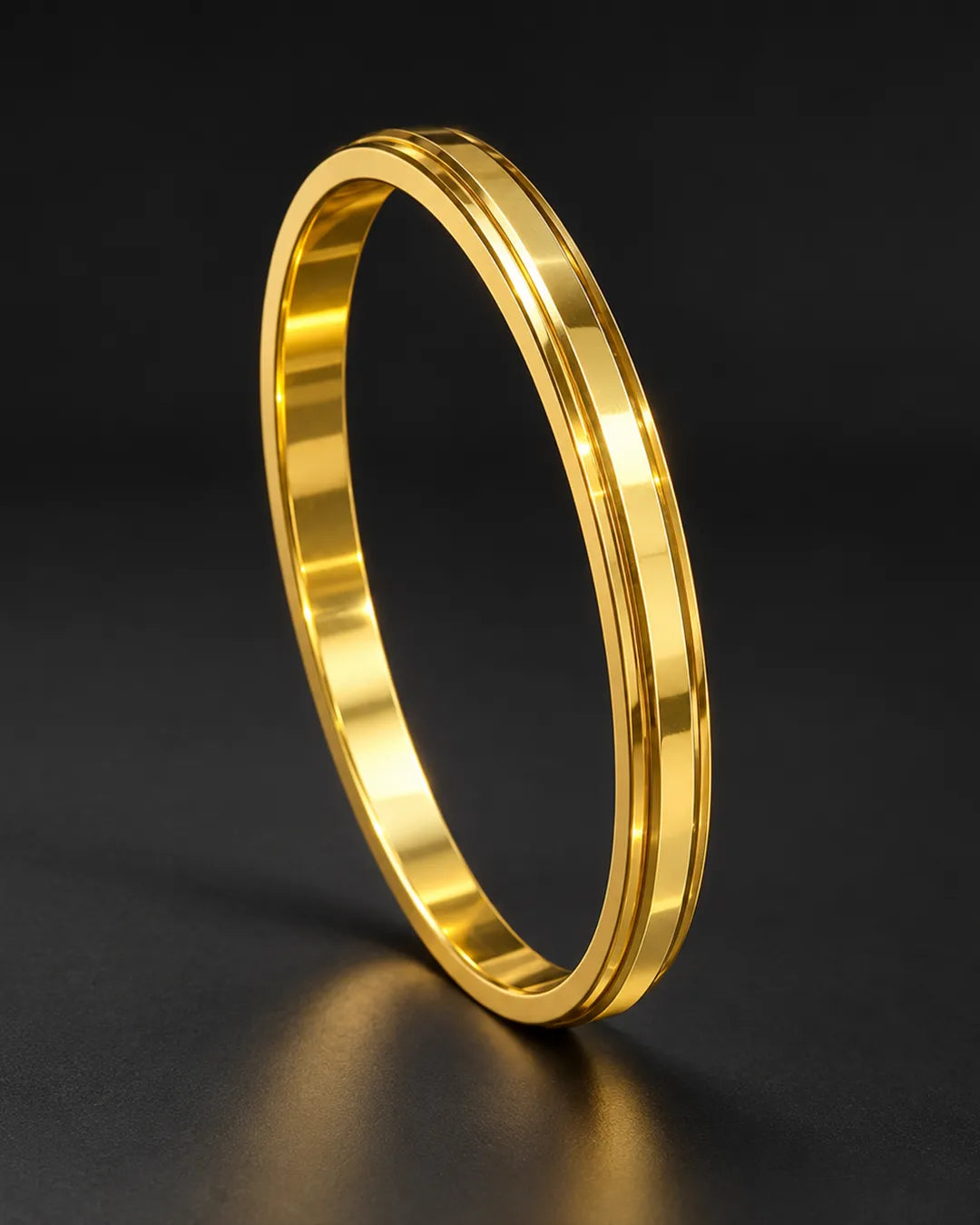 Minimal Gold Double-Line Bangle