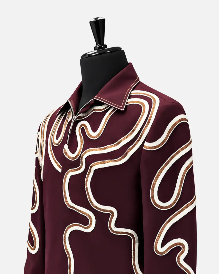 Burgundy Embroidered Shirt - Desire by Bharat Ahuja