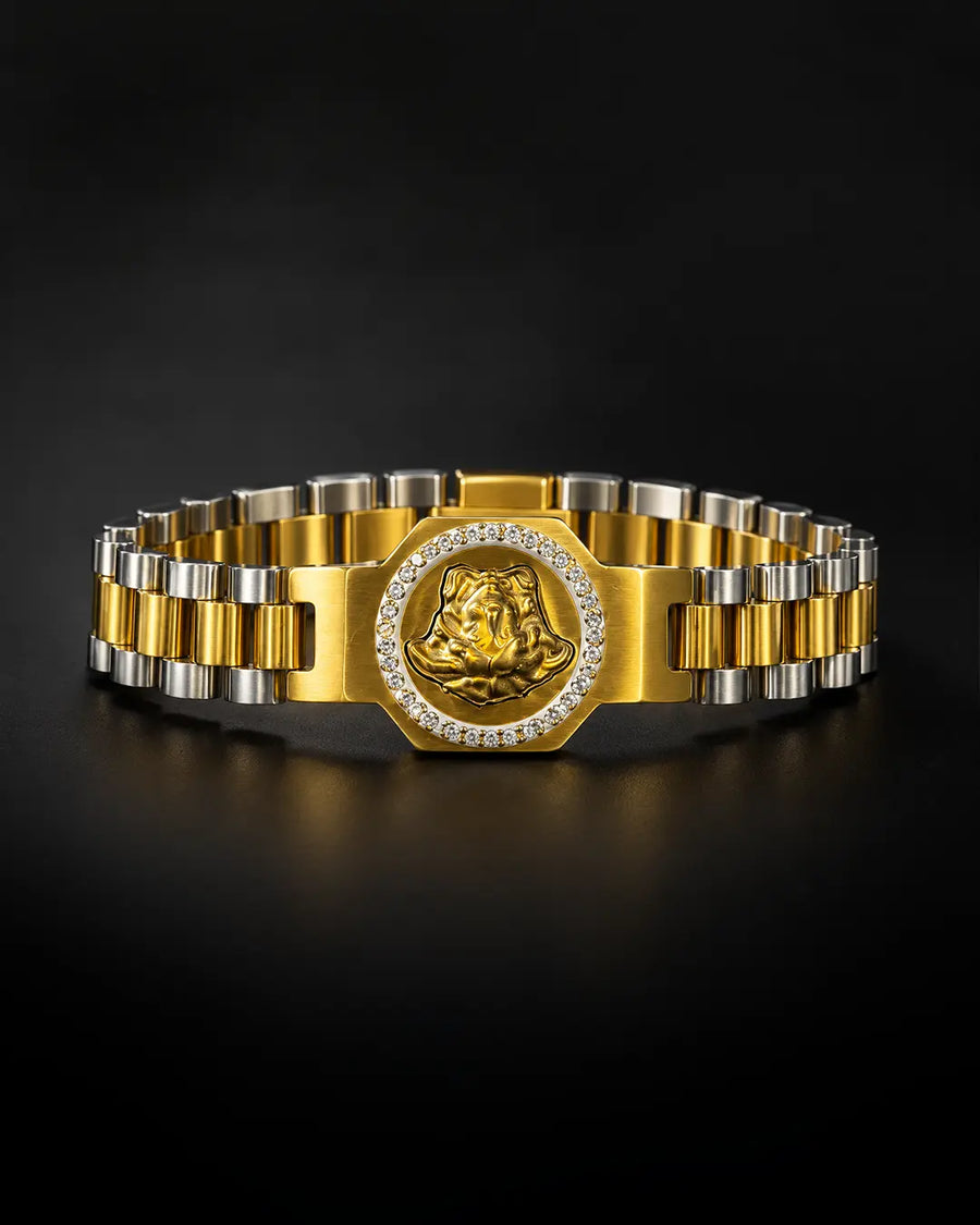Ganesha Two-Tone Statement Bracelet - Desire by Bharat Ahuja