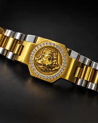 Ganesha Two-Tone Statement Bracelet
