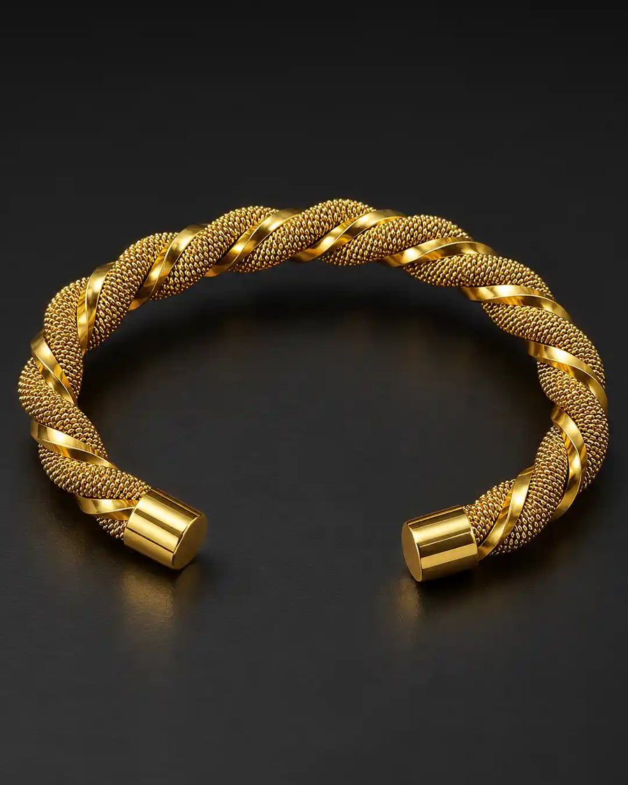 Gold Twisted Mesh Bracelet - Desire by Bharat Ahuja