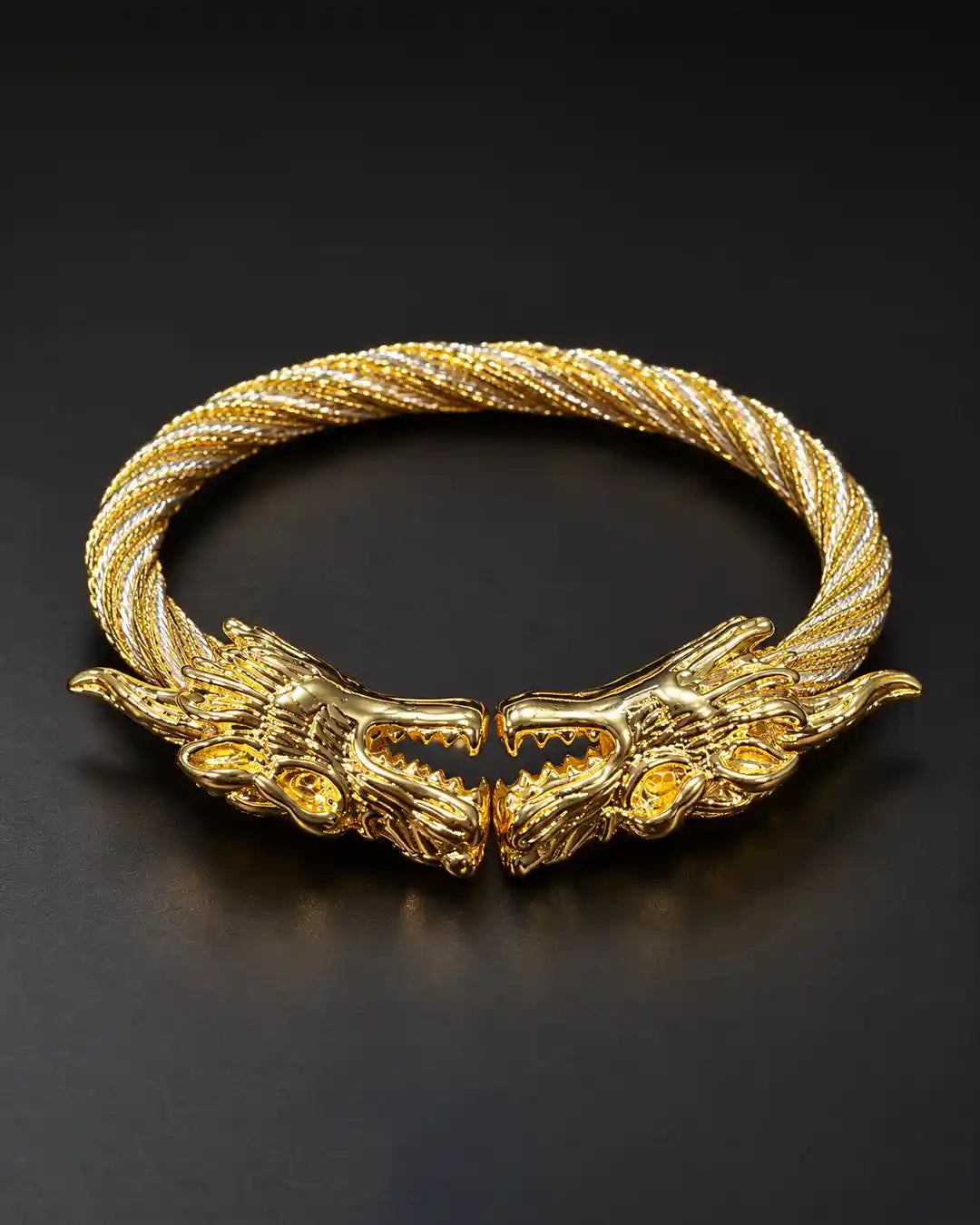 Dual Tone Dragon Cuff Bracelet